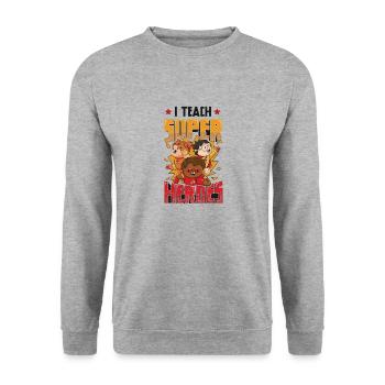 I teach superheroes - Unisex Sweatshirt - salt & pepper - Front - Alina (178cm) & Michal (187cm)