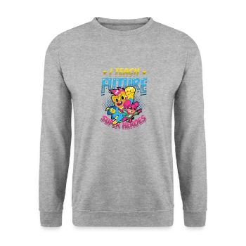 I teach superheroes - Unisex Sweatshirt - salt & pepper - Front - Alina (178cm) & Michal (187cm)