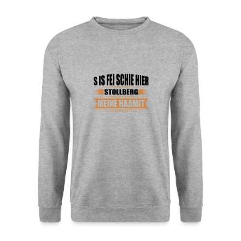 Erzgebirge Heimat Stollberg - Unisex Pullover - Weißgrau meliert - Vorne - Alina (178cm) & Michal (187cm)