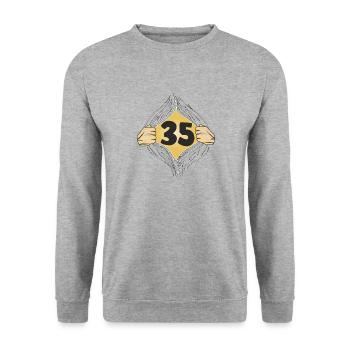 35 HEMD AUFZIEHEN - Unisex Pullover - Weißgrau meliert - Vorne - Alina (178cm) & Michal (187cm)