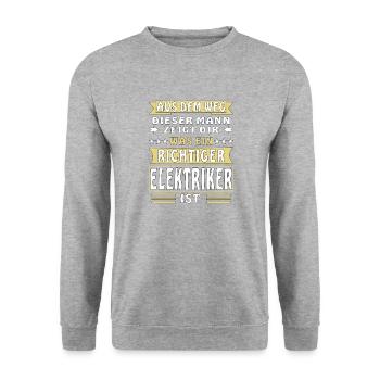 WAS EIN RICHTIGER ELEKTRIKER IST - Unisex Pullover - Weißgrau meliert - Vorne - Alina (178cm) & Michal (187cm)