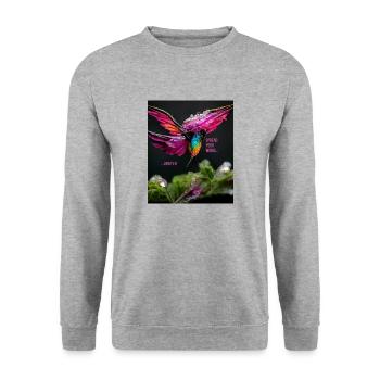 Flügel ausbreiten und fliegen - Inspiration und Motivation - Unisex Pullover - Weißgrau meliert - Vorne - Alina (178cm) & Michal (187cm)