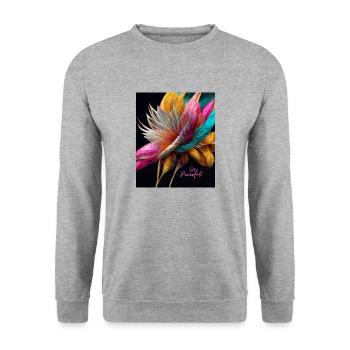 Sei stark - ein motivierender Slogan für außergewöhnliche Menschen - Unisex Pullover - Weißgrau meliert - Vorne - Alina (178cm) & Michal (187cm)