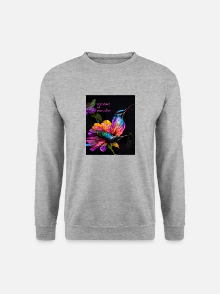 Paradise creature - a beautiful, colorful hummingbird - Unisex Sweatshirt - salt & pepper