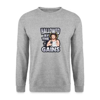 Geheiligt durch die Gewinne Design für Gott Gläubi - Unisex Pullover - Weißgrau meliert - Vorne - Alina (178cm) & Michal (187cm)