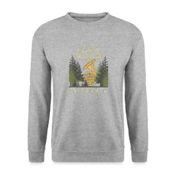 LE COR FRANÇAIS PARCE QUE J’ADORE ÇA - Sweat-shirt Unisexe - gris chiné - Devant - Alina (178cm) & Michal (187cm)