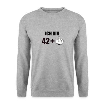 43 Geburtstag - Unisex Pullover - Weißgrau meliert - Vorne - Alina (178cm) & Michal (187cm)