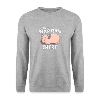 PIG MY NAPTIME SHIRT - Unisex Sweatshirt - salt & pepper - Front - Alina (178cm) & Michal (187cm)