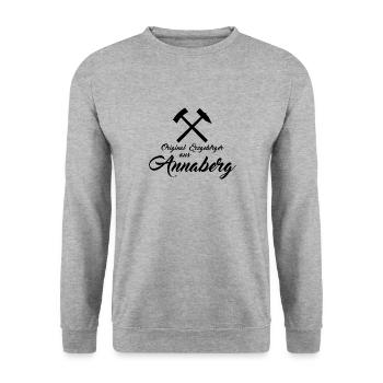 Original Erzgebirger aus Annaberg - Unisex Pullover - Weißgrau meliert - Vorne - Alina (178cm) & Michal (187cm)