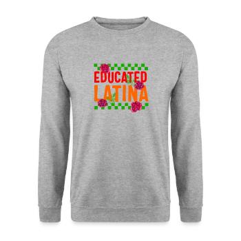 Mexicana Shirt, Educated Latina Rose Floral Women - Unisex Sweatshirt - salt & pepper - Front - Alina (178cm) & Michal (187cm)