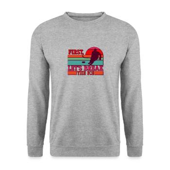 Joueur de hockey sur glace Amateur de sport Jeu de mots - Sweat-shirt Unisexe - gris chiné - Devant - Alina (178cm) & Michal (187cm)