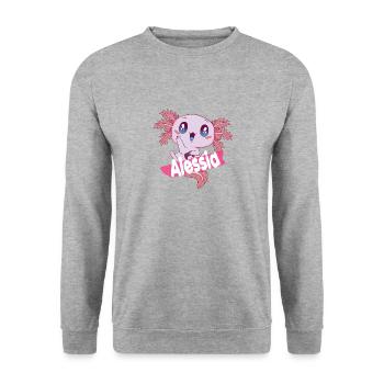 ALESSIA - Beau prénom de fille avec AXELOTL - Sweat-shirt Unisexe - gris chiné - Devant - Alina (178cm) & Michal (187cm)