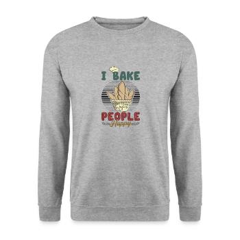 Je fais cuire des gens heureux amateurs de pâtisserie - Sweat-shirt Unisexe - gris chiné - Devant - Alina (178cm) & Michal (187cm)
