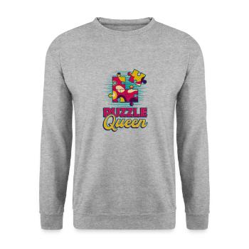 Puzzle Queen, jeu de réflexion - Sweat-shirt Unisexe - gris chiné - Devant - Alina (178cm) & Michal (187cm)