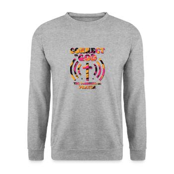 Verbunden Mit Gott, Passwort, Gebet. - Unisex Pullover - Weißgrau meliert - Vorne - Alina (178cm) & Michal (187cm)
