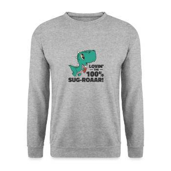 Niedliche Blase Milktea Drink Fan Lover T-rex - Unisex Pullover - Weißgrau meliert - Vorne - Alina (178cm) & Michal (187cm)