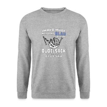 IMMER MÜDE MEISTENS BLAU DUDELSACK - Unisex Pullover - Weißgrau meliert - Vorne - Alina (178cm) & Michal (187cm)