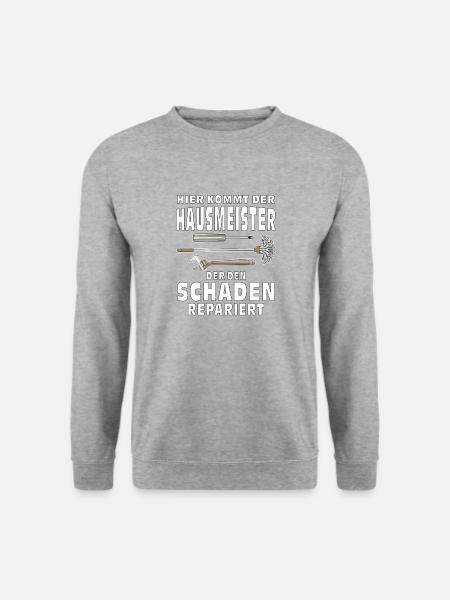 HIER KOMMT DER HAUSMEISTER - Unisex Pullover - Weißgrau meliert