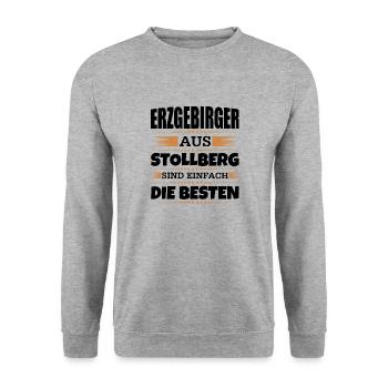 Erzgebirger aus Stollberg - Unisex Pullover - Weißgrau meliert - Vorne - Alina (178cm) & Michal (187cm)
