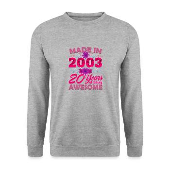 Made in 2003 20 Years of Being Awesome - 20th Birt - Unisex Sweatshirt - salt & pepper - Front - Alina (178cm) & Michal (187cm)
