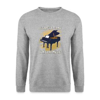 IL FAUT UN PIANO - Sweat-shirt Unisexe - gris chiné - Devant - Alina (178cm) & Michal (187cm)