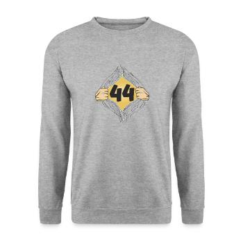 44 HEMD AUFZIEHEN - Unisex Pullover - Weißgrau meliert - Vorne - Alina (178cm) & Michal (187cm)