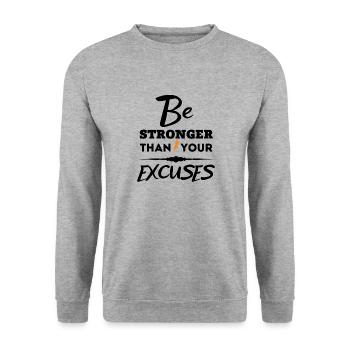 Citation de motivation - Soyez plus fort que vos excuses - Sweat-shirt Unisexe - gris chiné - Devant - Alina (178cm) & Michal (187cm)