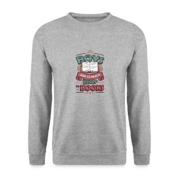 Les garçons sont tellement meilleurs pour lire des livres. - Sweat-shirt Unisexe - gris chiné - Devant - Alina (178cm) & Michal (187cm)
