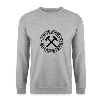 Ein Bergmann muss tun - Unisex Pullover - Weißgrau meliert - Vorne - Alina (178cm) & Michal (187cm)