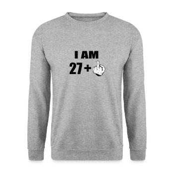 28 Geburtstag - Unisex Pullover - Weißgrau meliert - Vorne - Alina (178cm) & Michal (187cm)