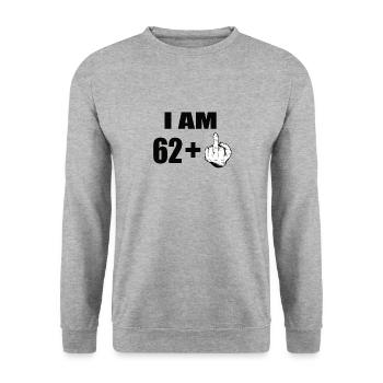 63 Geburtstag - Unisex Pullover - Weißgrau meliert - Vorne - Alina (178cm) & Michal (187cm)
