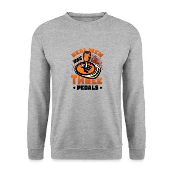 Echte Männer Verwenden Drei Pedale Auto Schalten - Unisex Pullover - Weißgrau meliert - Vorne - Alina (178cm) & Michal (187cm)