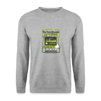 Meinungen Datenmangel - Datenwissenschaftler Daten - Unisex Pullover - Weißgrau meliert - Vorne - Alina (178cm) & Michal (187cm)