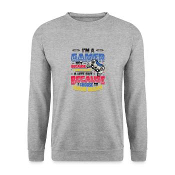 Gamers Have Many Lives Video Games Boys Play - Unisex Sweatshirt - salt & pepper - Front - Alina (178cm) & Michal (187cm)
