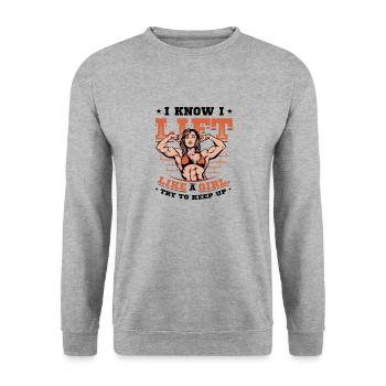 I know I'm lifting like a girl - Unisex Sweatshirt - salt & pepper - Front - Alina (178cm) & Michal (187cm)