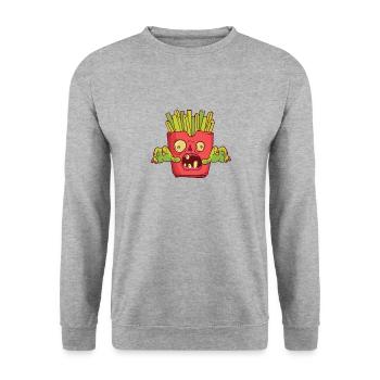 Halloween Zombie Fries Monster Zombie Fan Snack - Sweat-shirt Unisexe - gris chiné - Devant - Alina (178cm) & Michal (187cm)