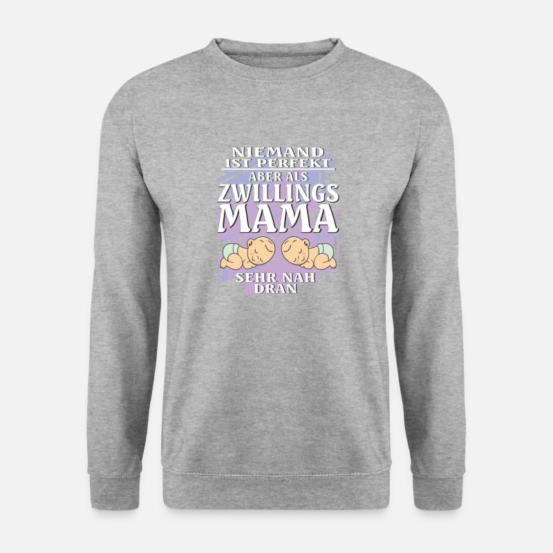 ZWILLINGS MAMA - Unisex Pullover - Weißgrau meliert