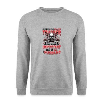 Trucker Husband Truck Driver Dad - Unisex Pullover - Weißgrau meliert - Vorne - Alina (178cm) & Michal (187cm)