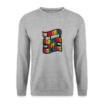 Bigger problems than guys kissing boys - Unisex Sweatshirt - salt & pepper - Front - Alina (178cm) & Michal (187cm)