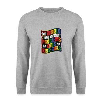 Des problèmes plus graves que les filles, les filles homosexuelles - Sweat-shirt Unisexe - gris chiné - Devant - Alina (178cm) & Michal (187cm)