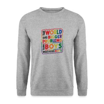Bigger problems than guys kissing boys - Unisex Sweatshirt - salt & pepper - Front - Alina (178cm) & Michal (187cm)