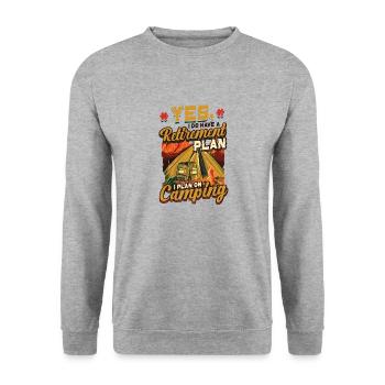 Retirement plan camping, retirement campers - Unisex Sweatshirt - salt & pepper - Front - Alina (178cm) & Michal (187cm)