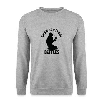 Jesus Anbetung Christliche Kämpfe Religiöser - Unisex Pullover - Weißgrau meliert - Vorne - Alina (178cm) & Michal (187cm)