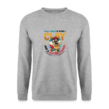 All I need is some clay - Unisex Sweatshirt - salt & pepper - Front - Alina (178cm) & Michal (187cm)