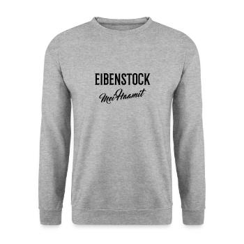 Eibenstock mei Haamit - Unisex Pullover - Weißgrau meliert - Vorne - Alina (178cm) & Michal (187cm)