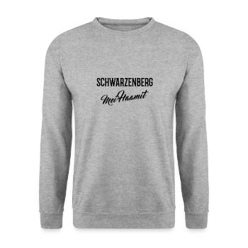 Schwarzenberg mei Haamit - Unisex Pullover - Weißgrau meliert - Vorne - Alina (178cm) & Michal (187cm)