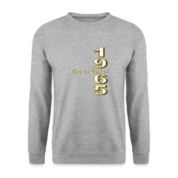 GEBURTSTAG JAHRESZAHL 1965 - Unisex Pullover - Weißgrau meliert - Vorne - Alina (178cm) & Michal (187cm)