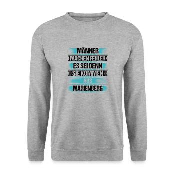 Erzgebirge Marienberg - Unisex Pullover - Weißgrau meliert - Vorne - Alina (178cm) & Michal (187cm)