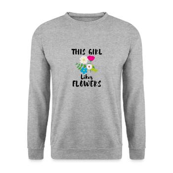 Jardinage et fleurs Ironique disant qu'une fille - Sweat-shirt Unisexe - gris chiné - Devant - Alina (178cm) & Michal (187cm)