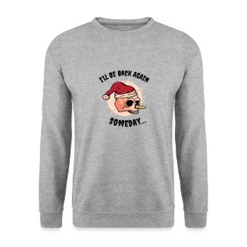 Halloween Urlaub Gruseliger Schneemann - Unisex Pullover - Weißgrau meliert - Vorne - Alina (178cm) & Michal (187cm)